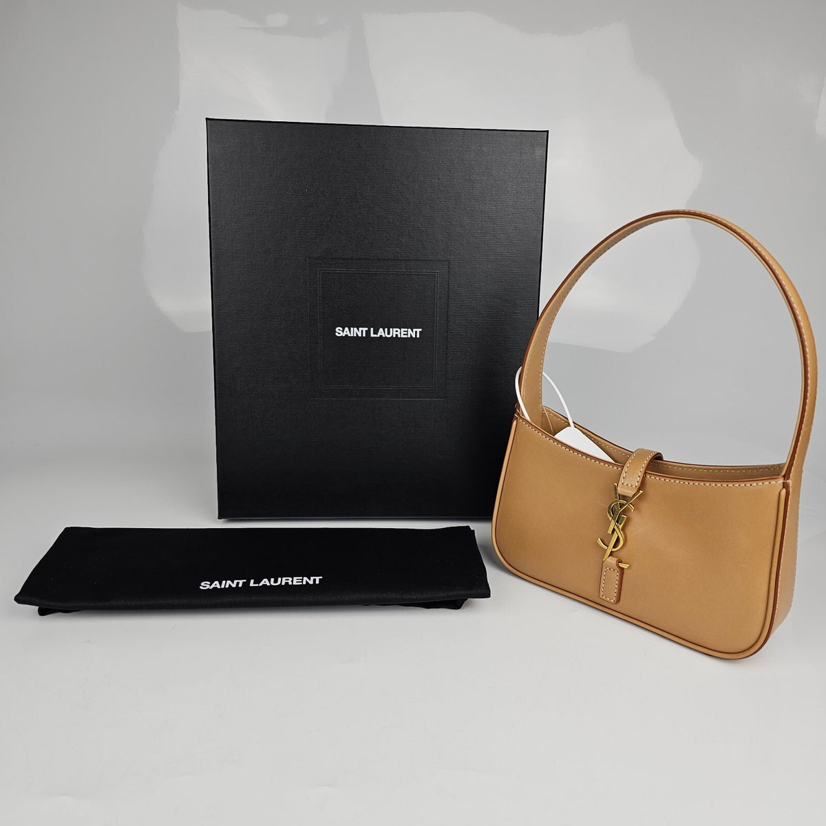SAINT LAURENT Mini Le 5 A 7 Vintage Brown Leather Hobo Bag New