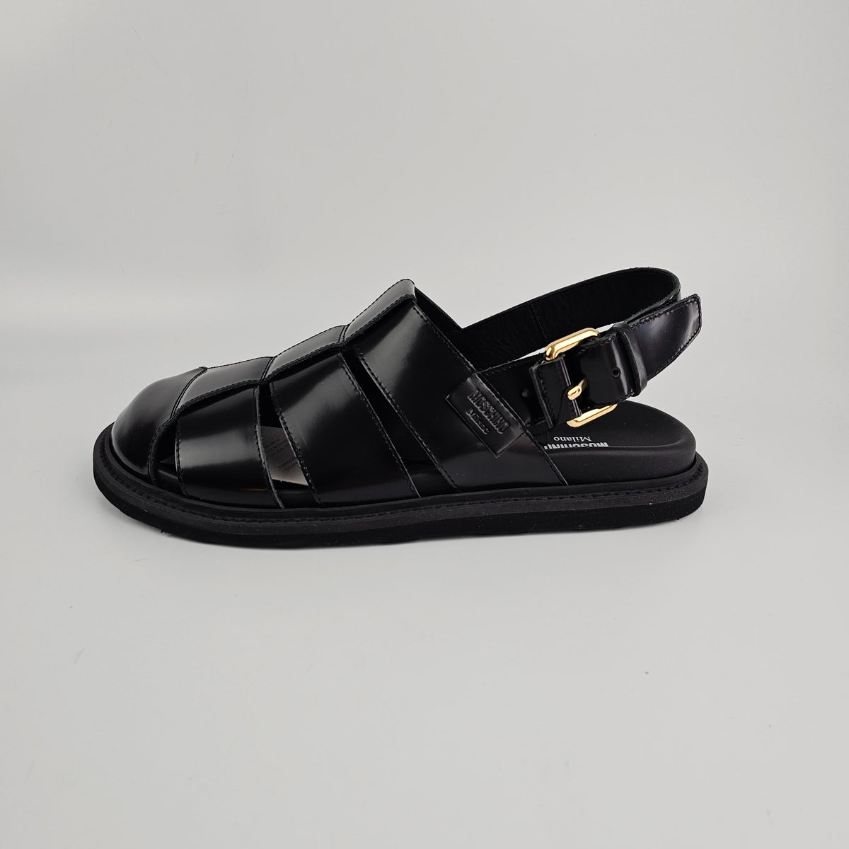 MOSCHINO Black Leather Sandals New & Authentic
