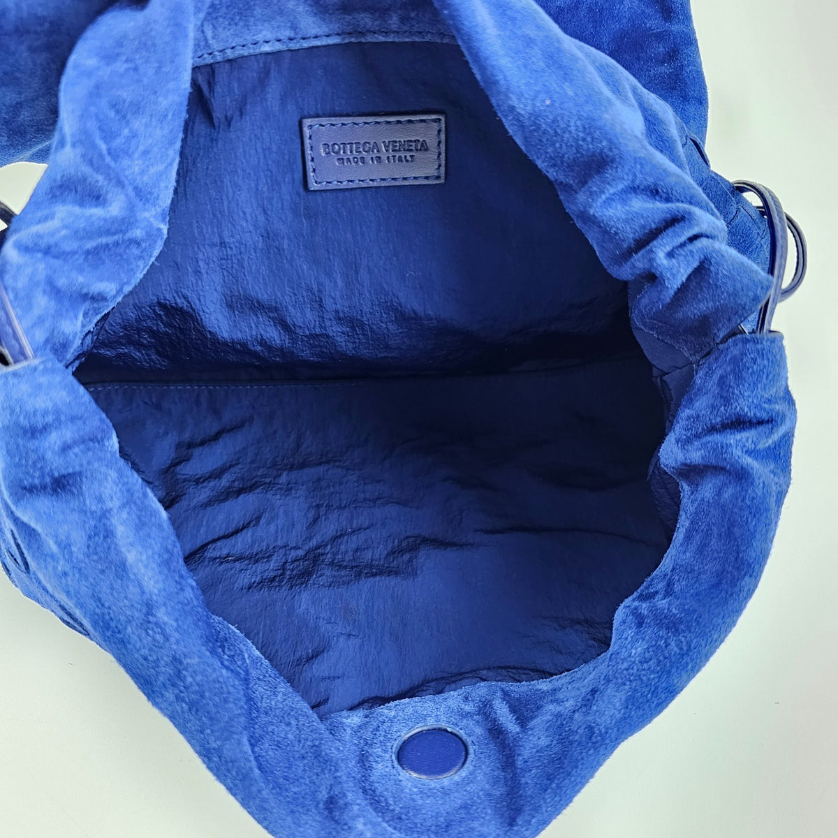 BOTTEGA VENETA Giorno $3500 Blue Royal Suede Shoulder Bag New & Authentic