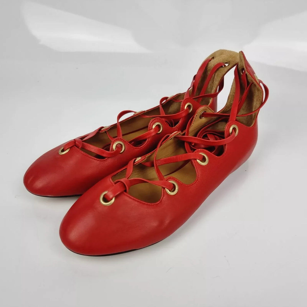 ISABEL MARANT Red Leather Flats New Size 36 US 6