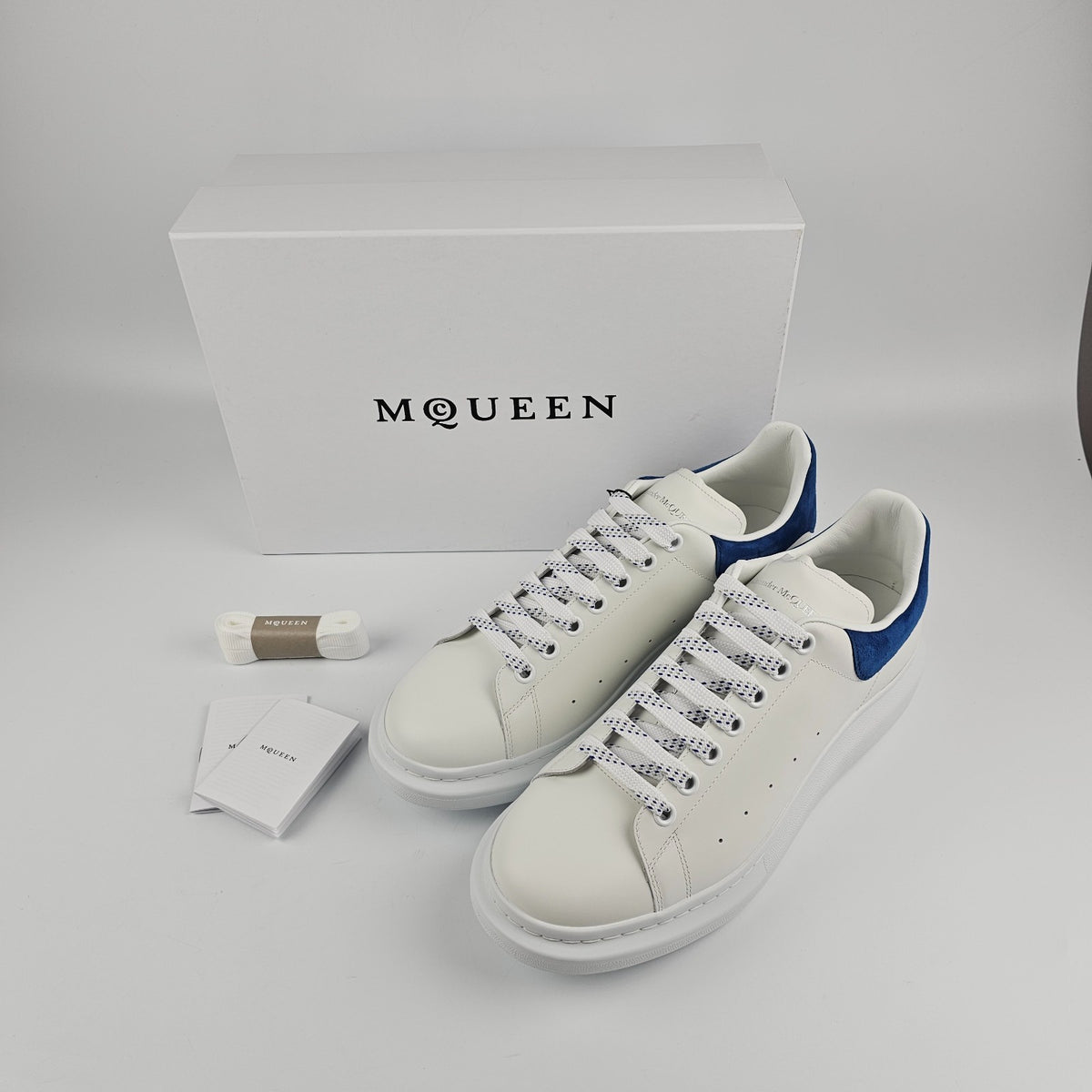 ALEXANDER MCQUEEN Men's Oversized White/Navy Sneakers New & Authentic