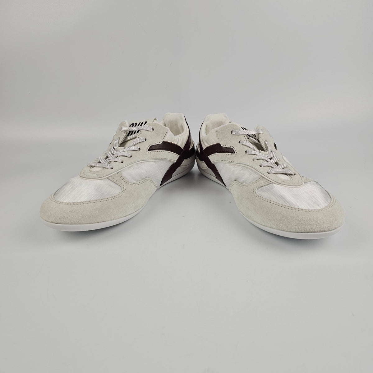 MIU MIU Gymnasium White/Burgundy Sneakers New & Authentic