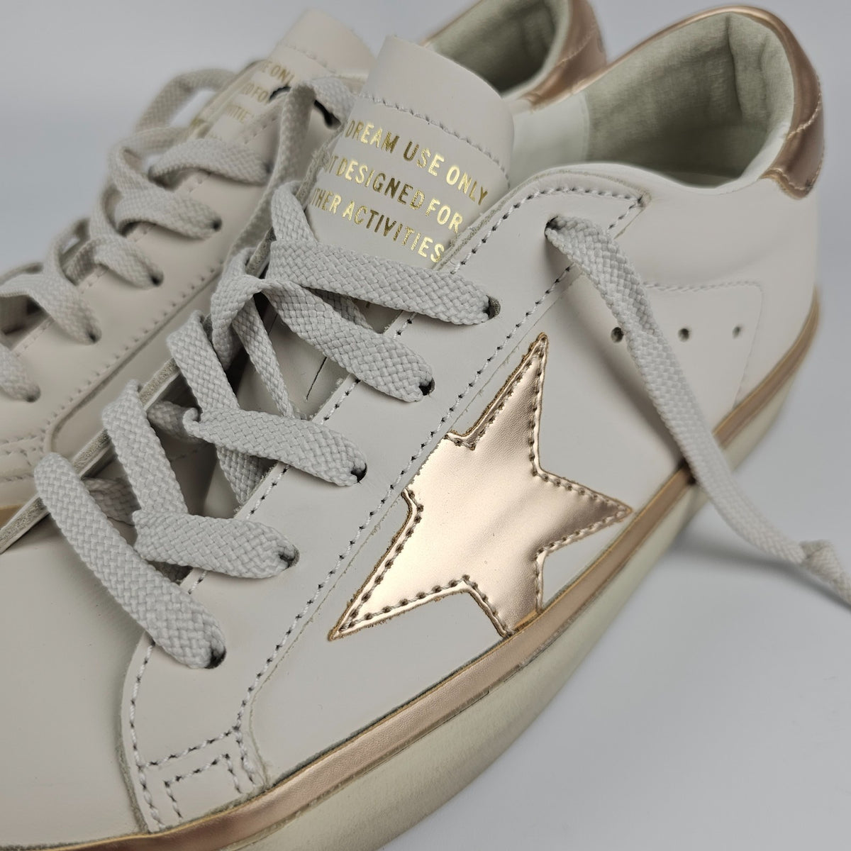 GOLDEN GOOSE Hi Star Women's White/Rose Gold Sneakers New