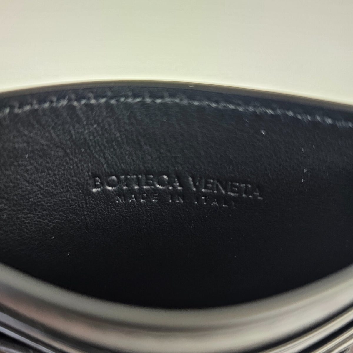 BOTTEGA VENETA Intrecciato Men's Black Leather Card Holder New