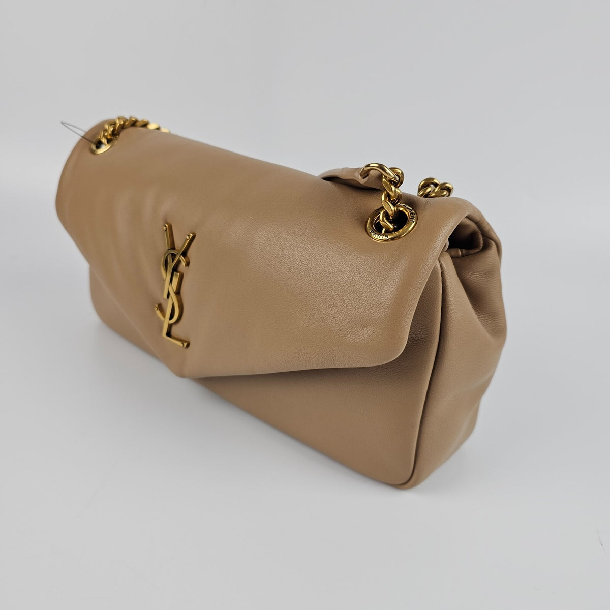 SAINT LAURENT Calypso Small Dark Toffee Plunged Leather Shoulder Bag