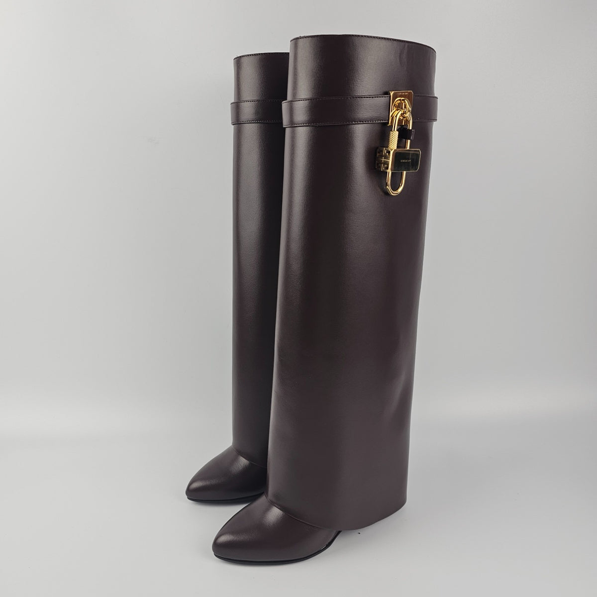 GIVENCHY Shark Lock Brown Leather 90mm Ankle Boots New & Authentic