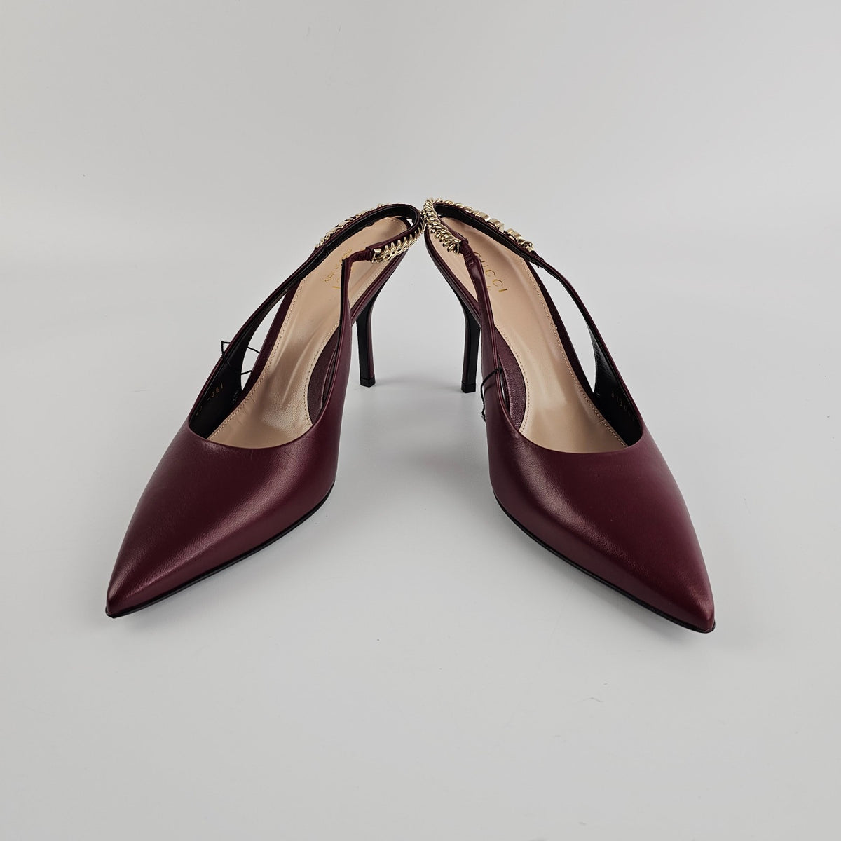 GUCCI Signoria $1150 Rosso Ancora Red Leather Slingback Pumps New & Authentic