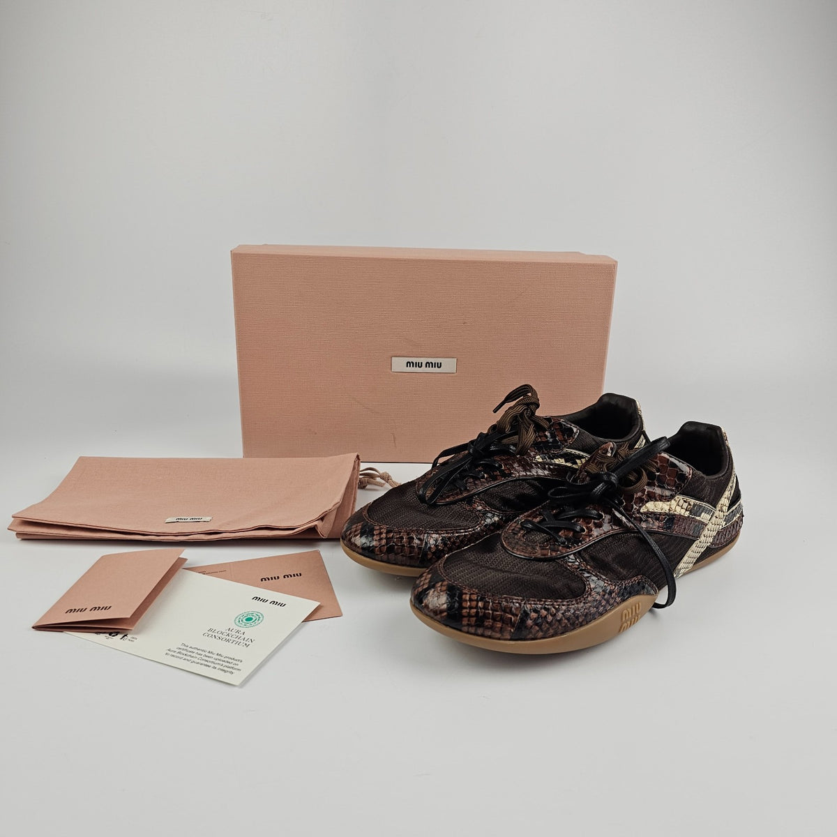 MIU MIU Gymnasium $1350 Tabacco Sneakers New & Authentic