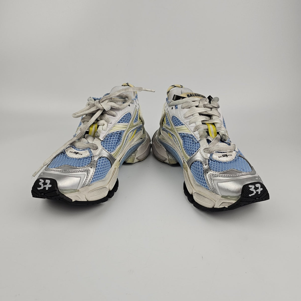 BALENCIAGA Runner $1190 Women's Blue/Yellow/White Sneakers New & Authentic