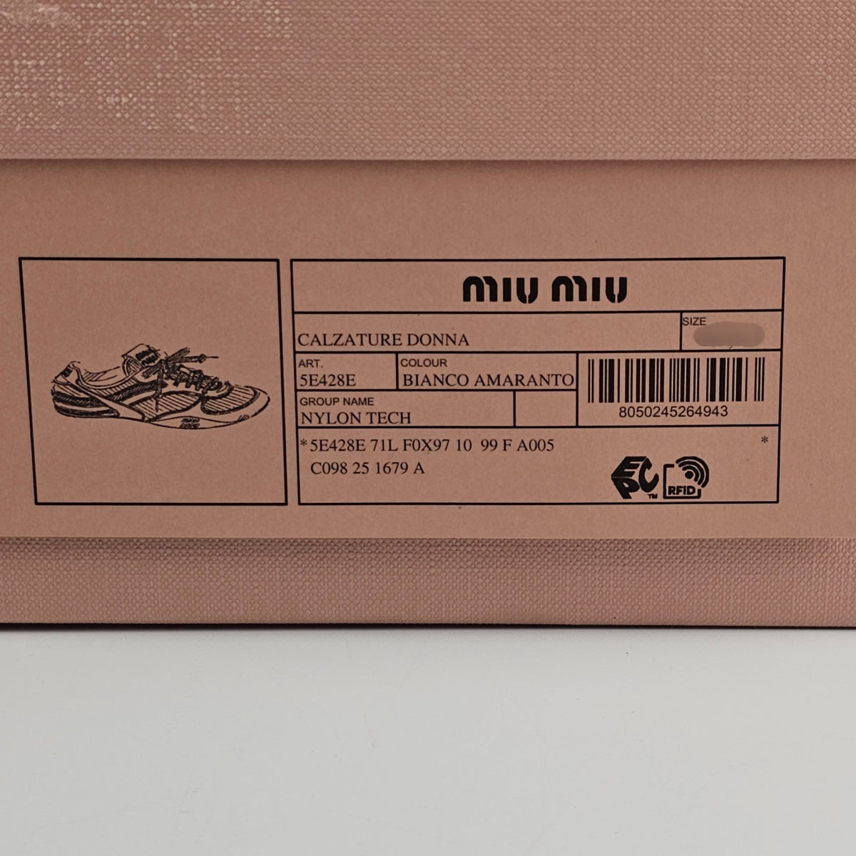 MIU MIU Gymnasium White/Burgundy Sneakers New & Authentic