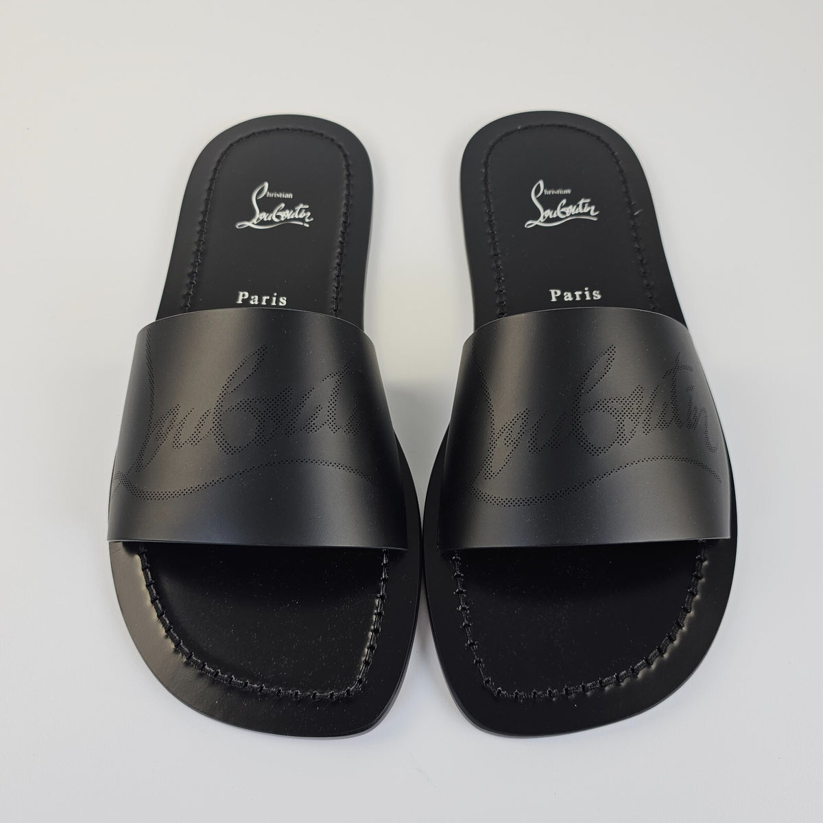 CHRISTIAN LOUBOUTIN Coolraoul Men's Black Slide Sandals New Size EU 40.5 US 7.5