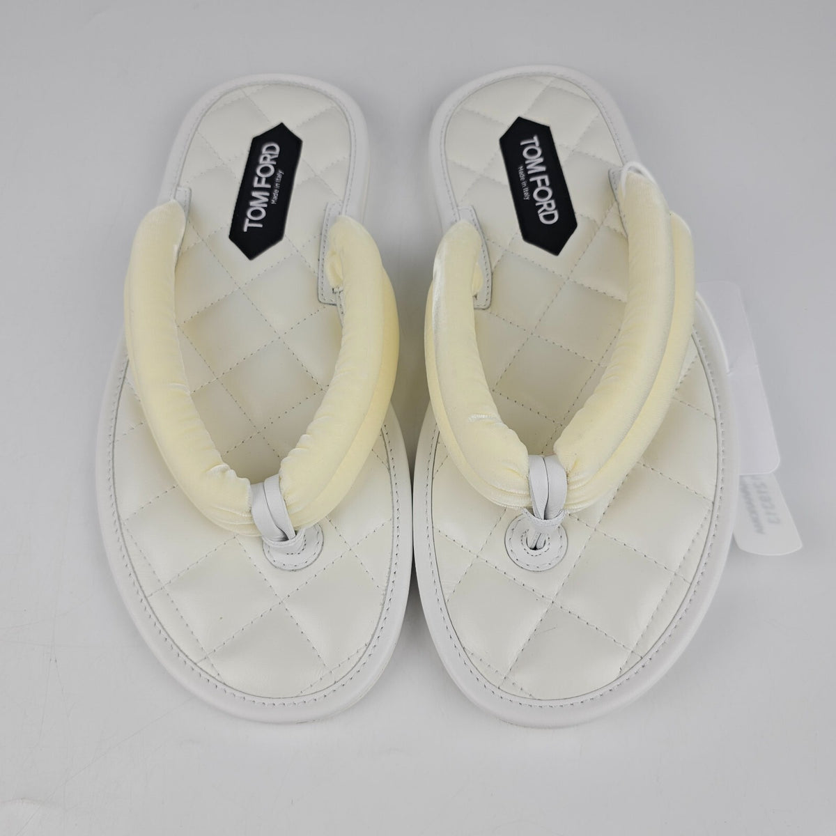 TOM FORD Brighton White Velvet Flip Flops New Size 39 US 9