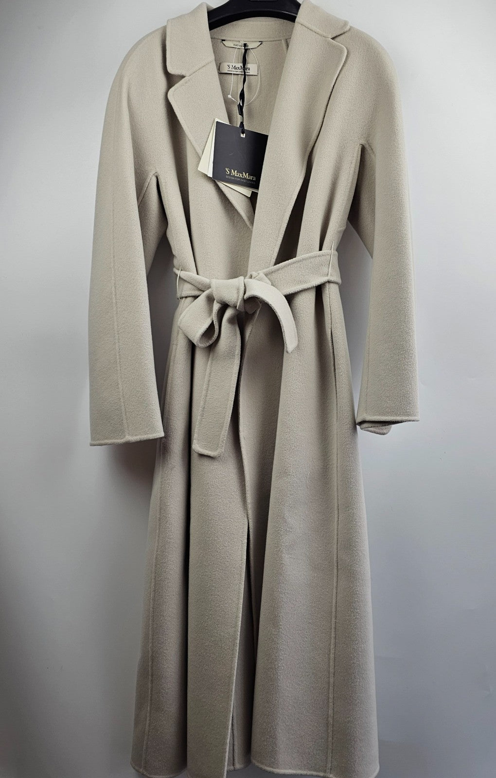 MAX MARA Esturia Belted Marble Gray Wool Long Coat New & Authentic