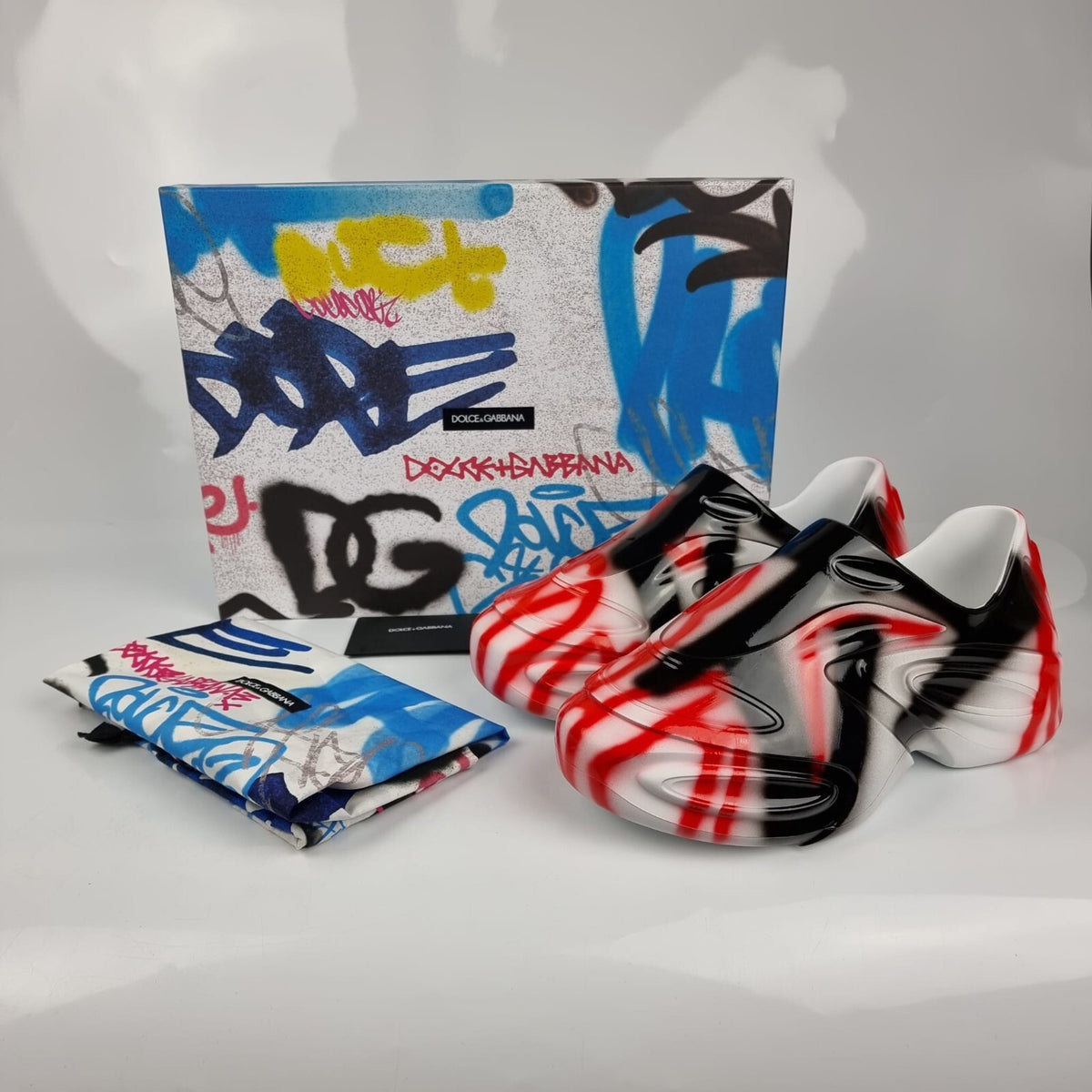 DOLCE&GABBANA Toy Rubber Graffiti Multicolor Sneakers New Size 42 US 9