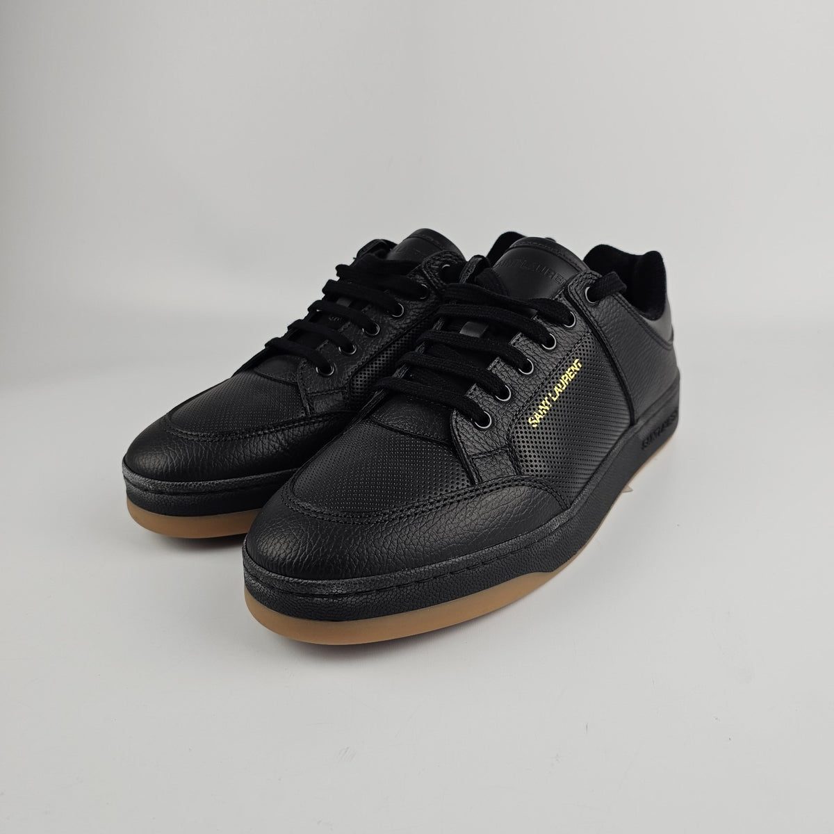 SAINT LAURENT SL/61 $880 Black Perforated Leather Sneakers New And Authentic