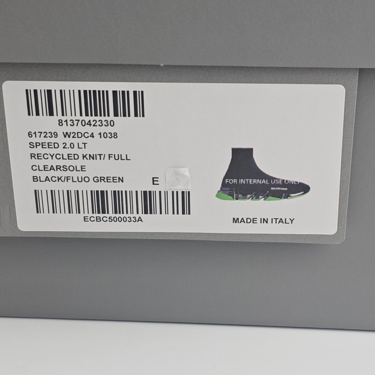 BALENCIAGA Speed 2.0 Full Clear Sole $1100 Black/Neon Green Sneakers New