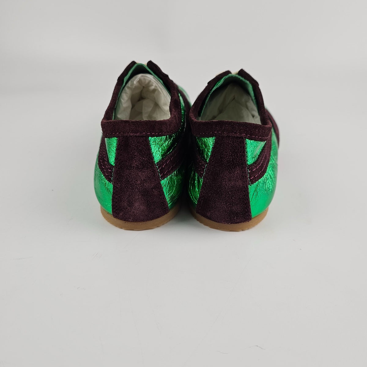 DRIES VAN NOTEN Laminated Green Leather Sneakers New And Authentic
