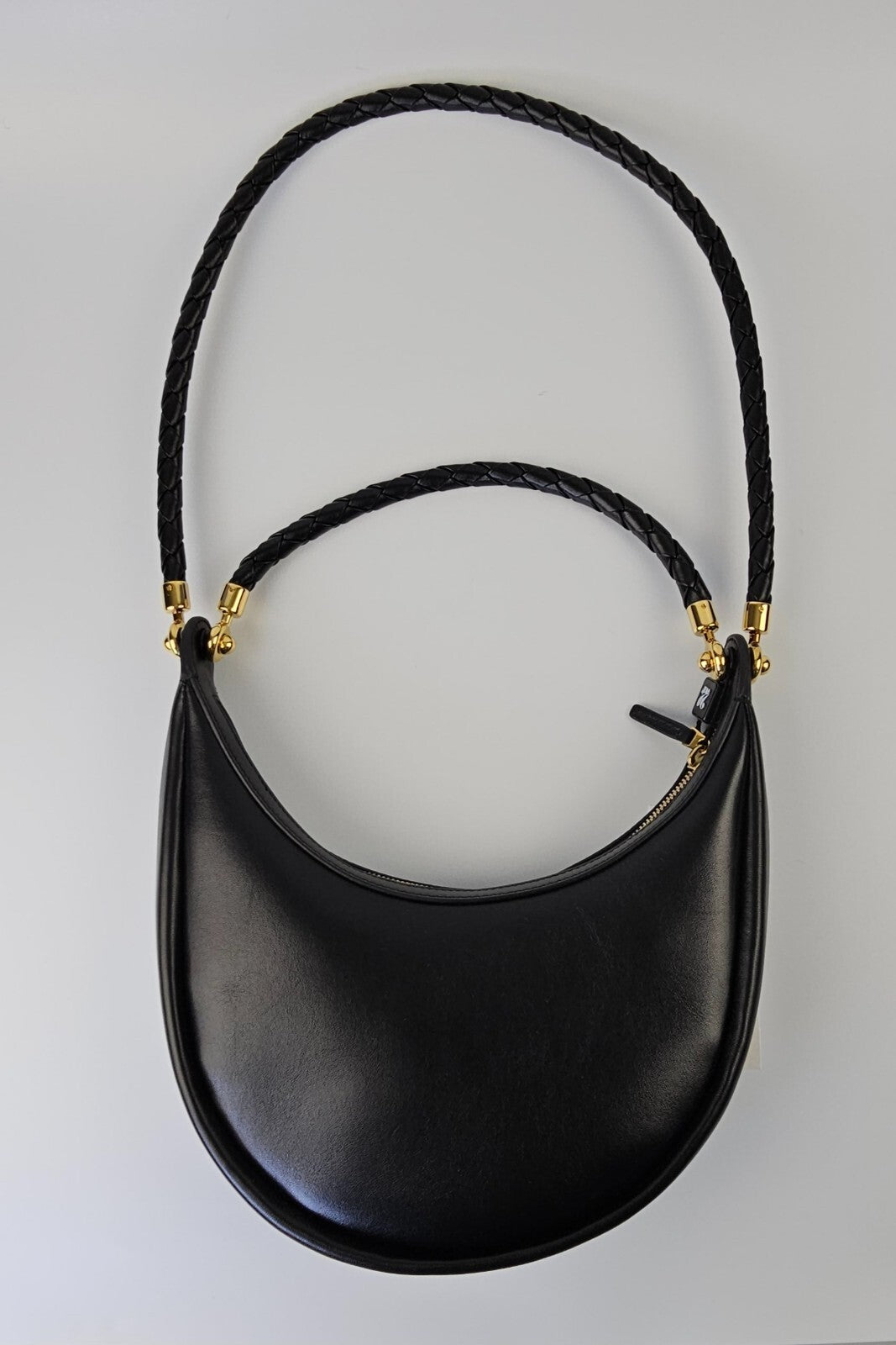Bottega Veneta Hula Hoop $2950 Black Smooth Leather Shoulder Bag New/Authentic