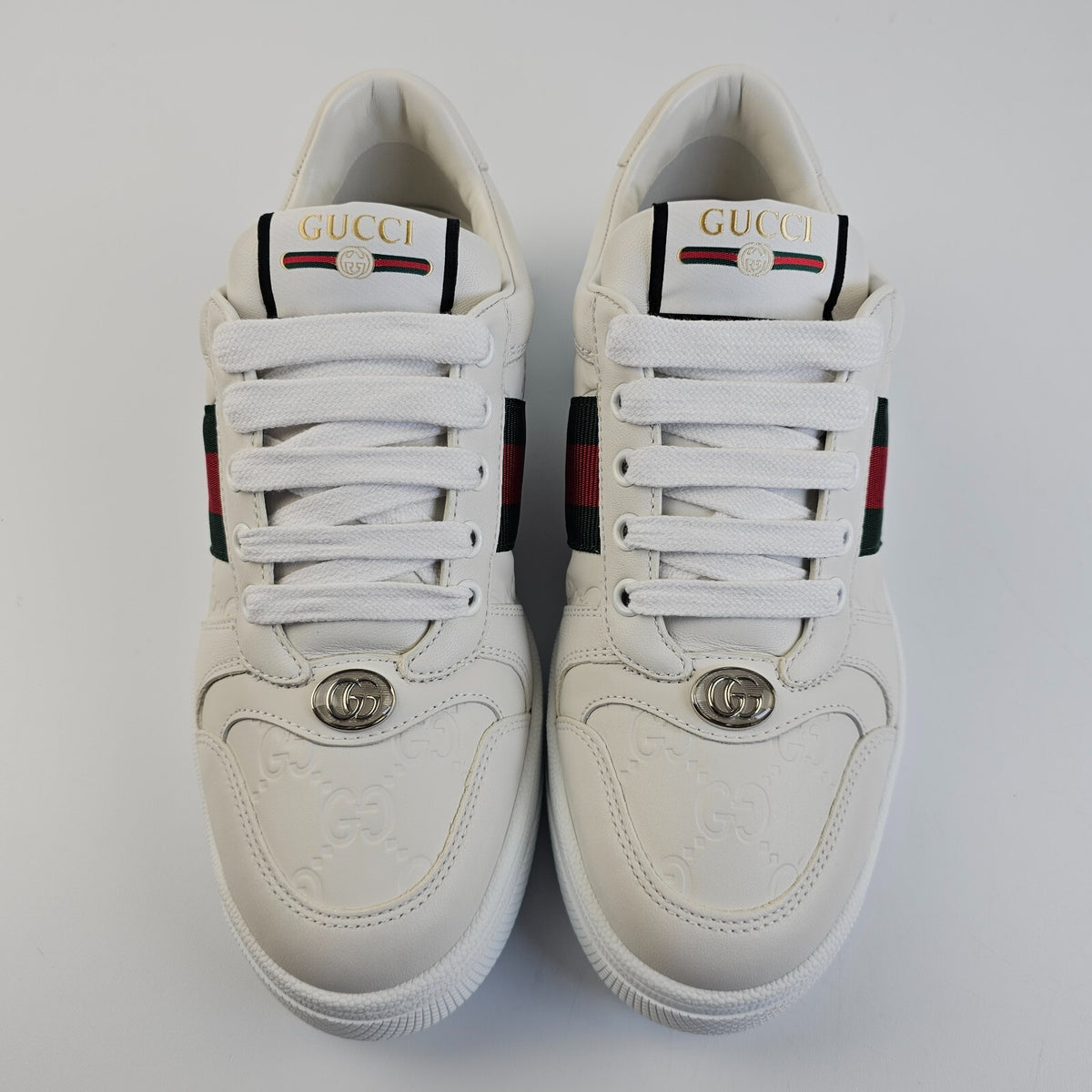 GUCCI Screener Women's White Leather Low Top Sneakers New