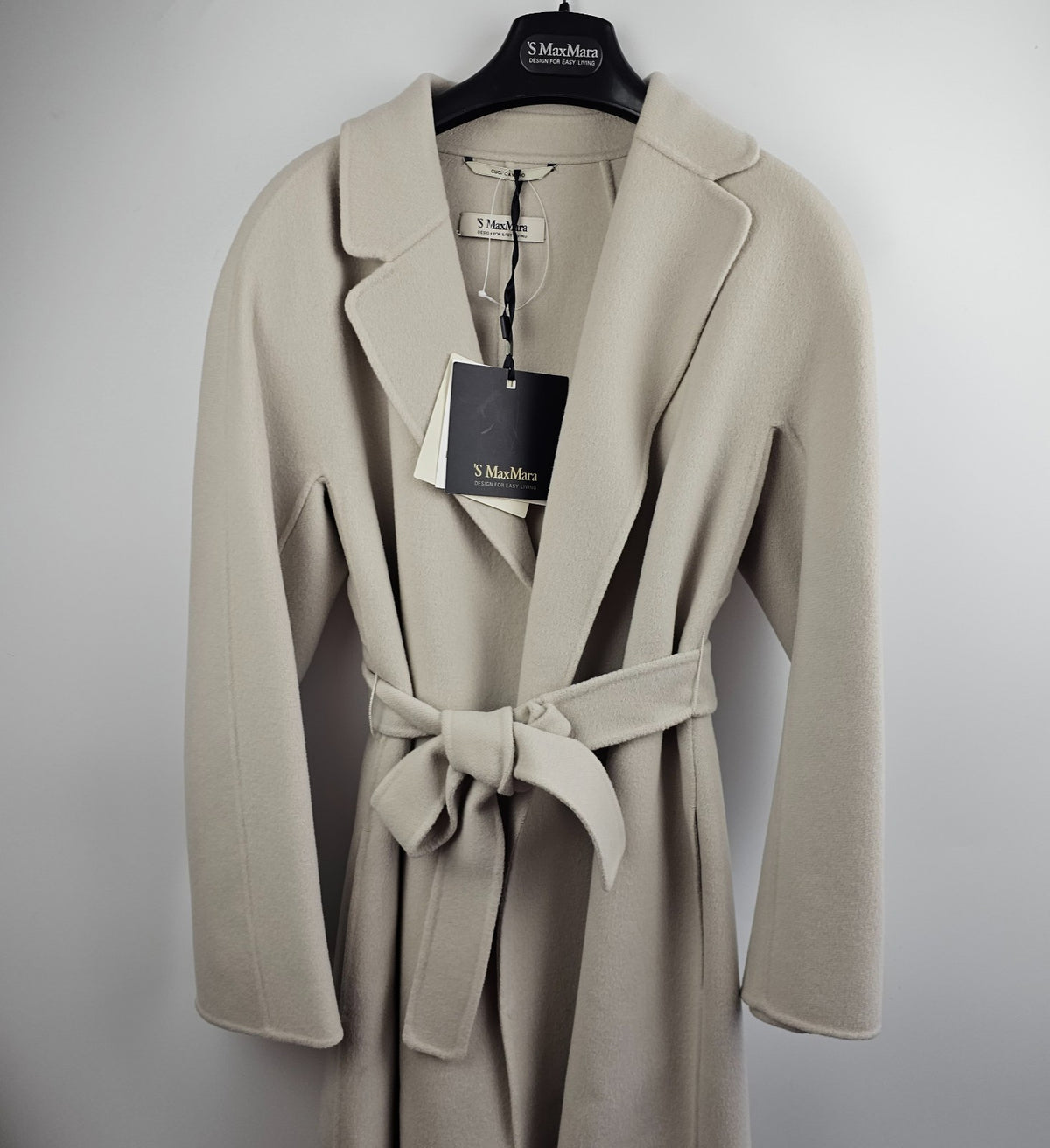 MAX MARA Esturia Belted Marble Gray Wool Long Coat New & Authentic