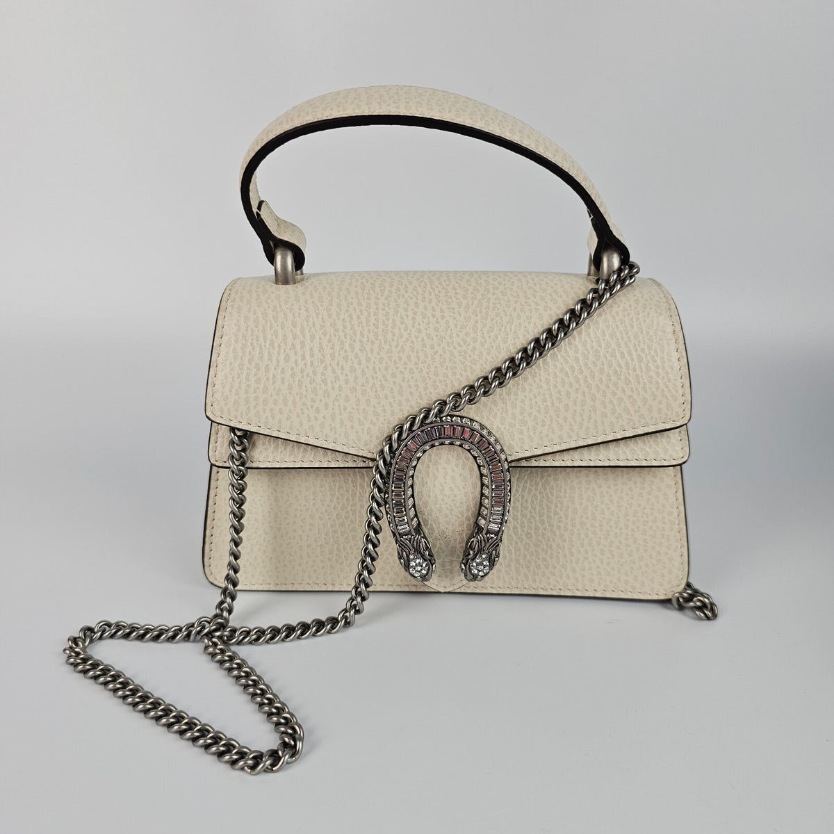GUCCI Dionysus Mini $2250 White Leather Top Handle Bag New & Authentic