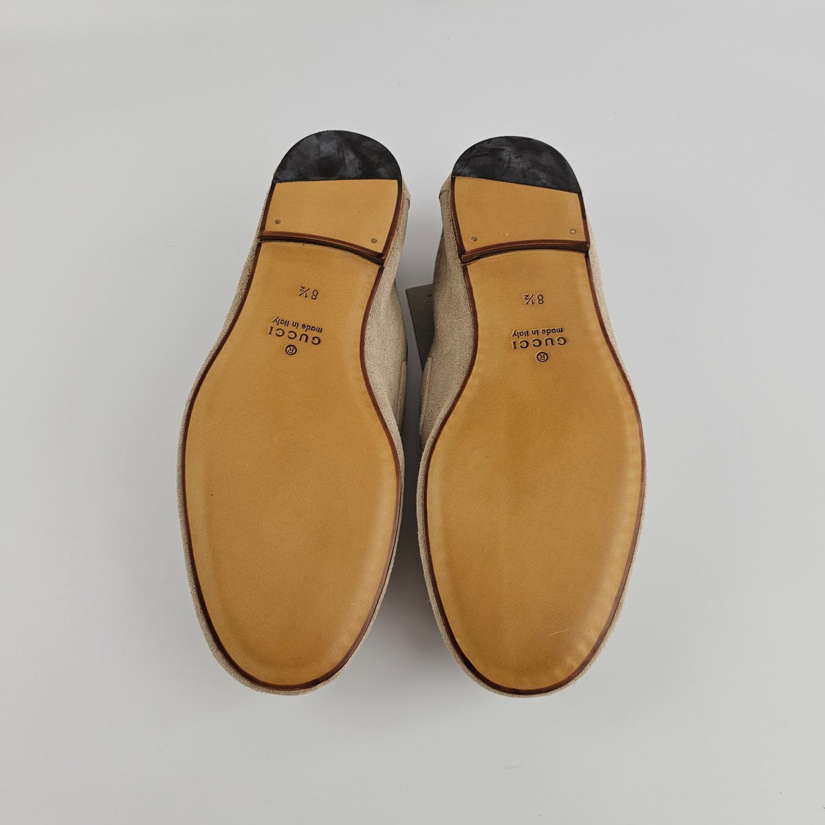 GUCCI San Andres Men's Oatmeal Suede Loafers New & Authentic