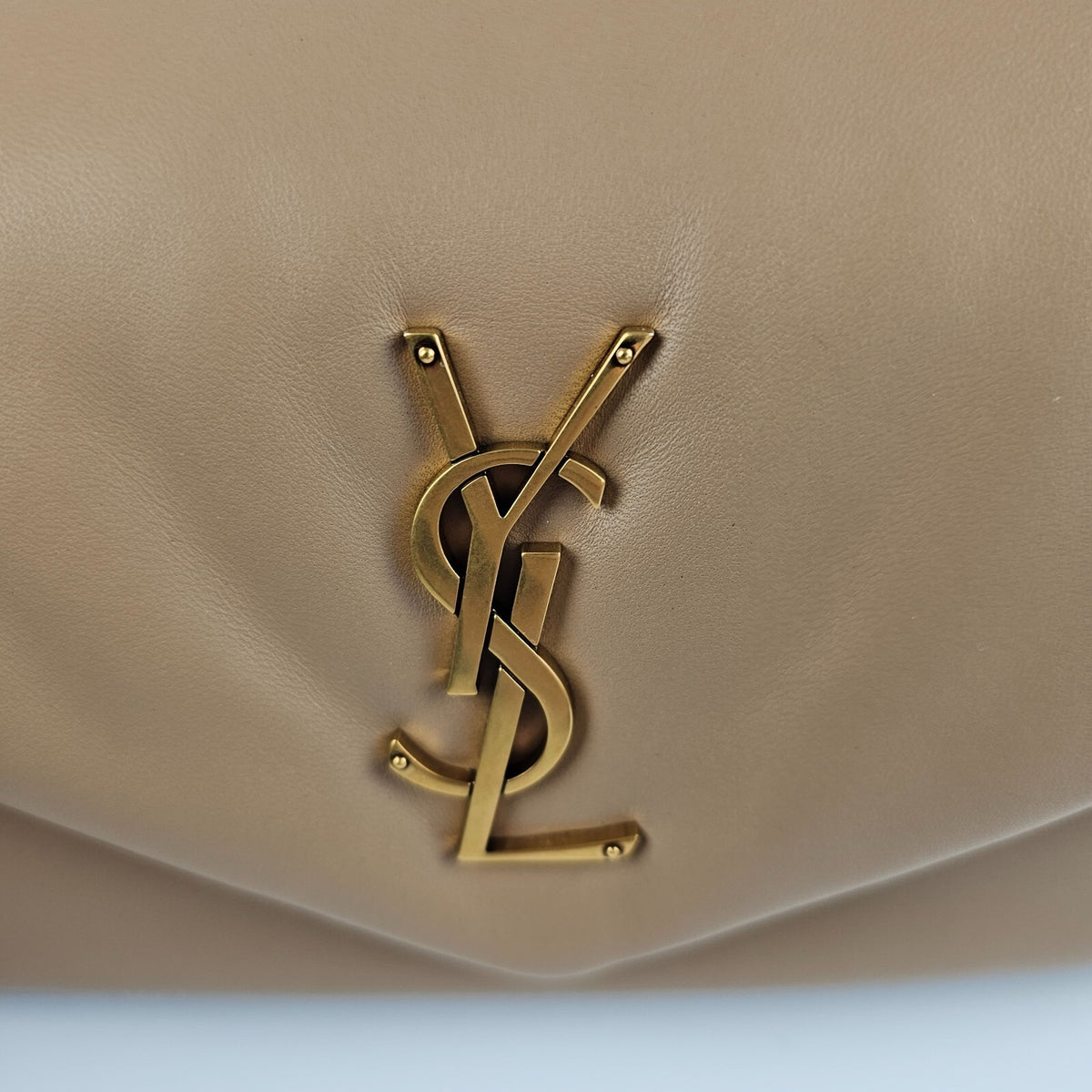 SAINT LAURENT Calypso Small Dark Toffee Plunged Leather Shoulder Bag