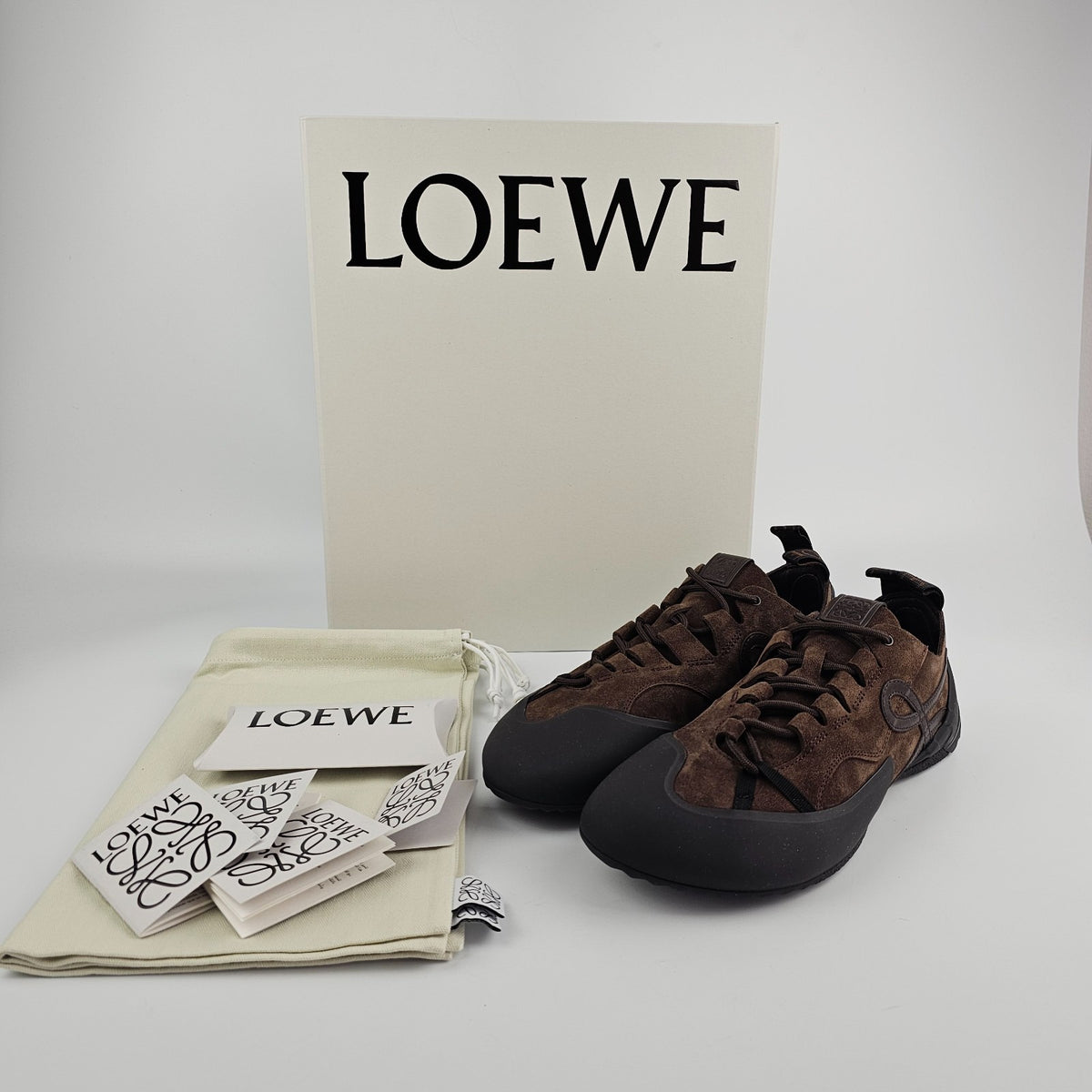 LOEWE $1100 Grip Dark Brown Sneakers New & Authentic