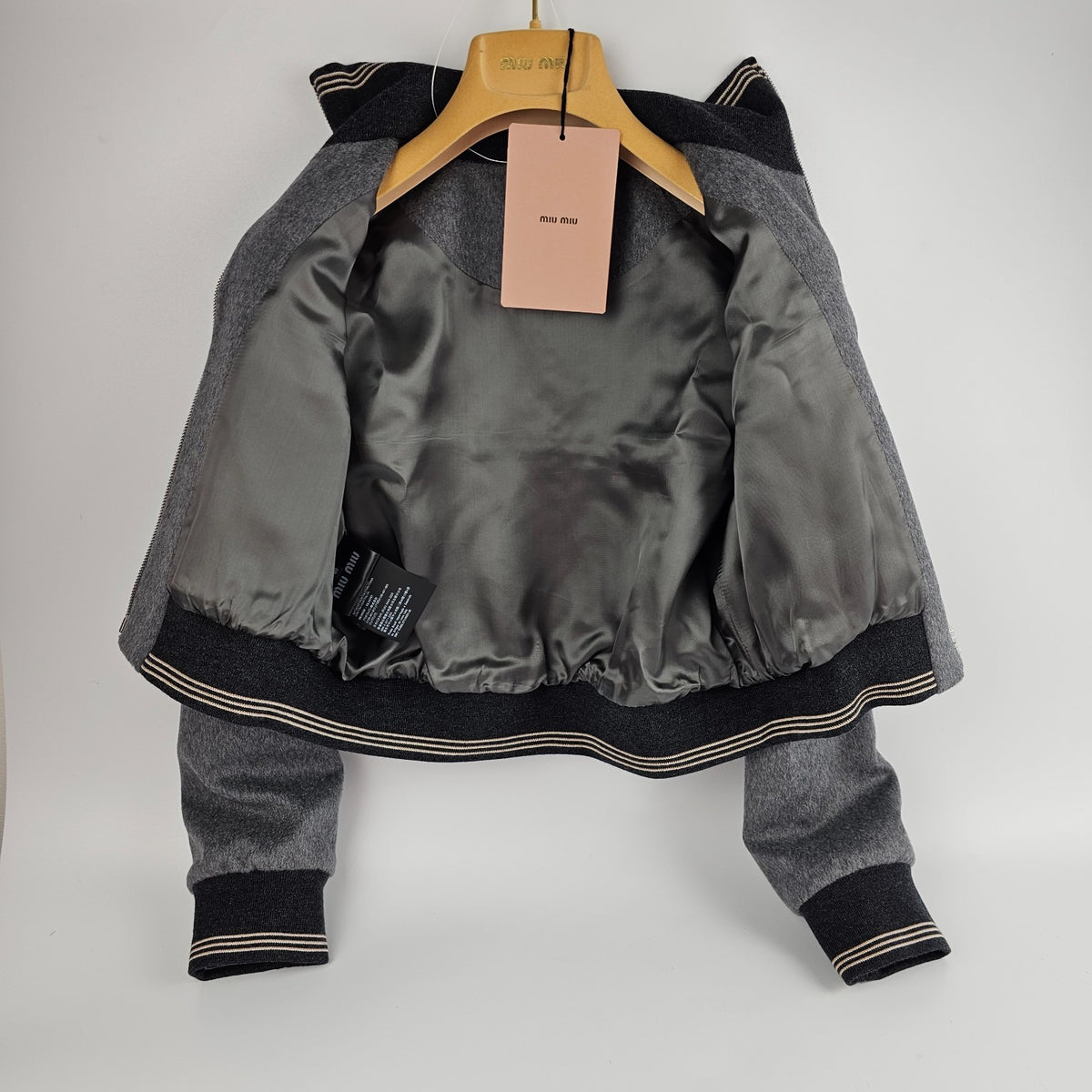 MIU MIU Gray Wool Bomber Jacket New & Authentic