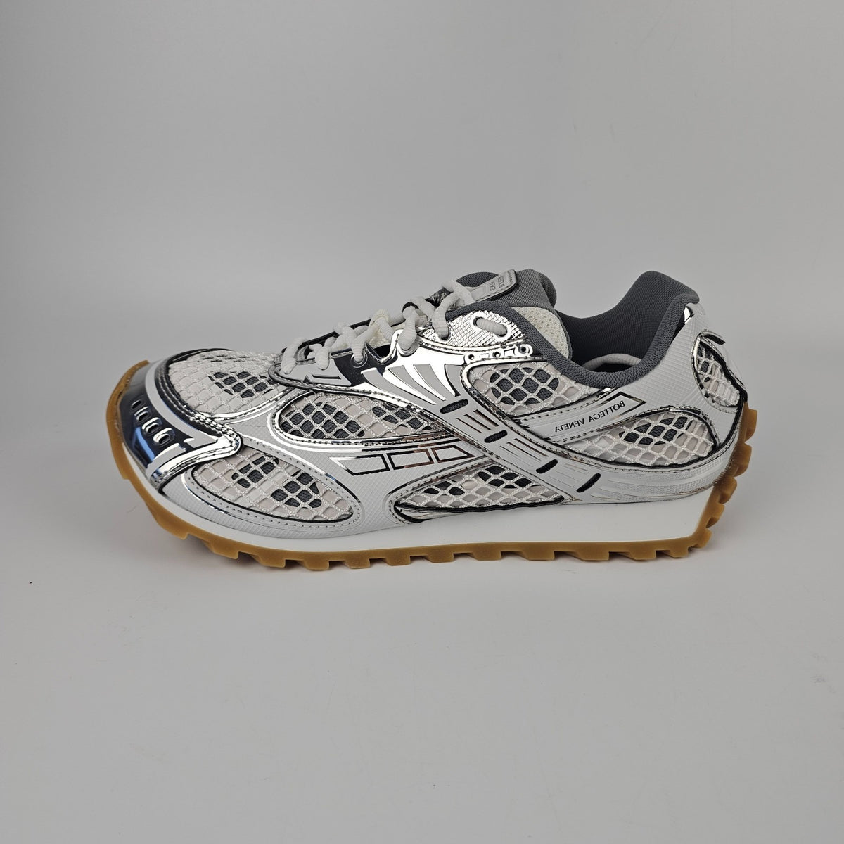 BOTTEGA VENETA Men's Orbit Silver/Optic White Sneakers New & Authentic