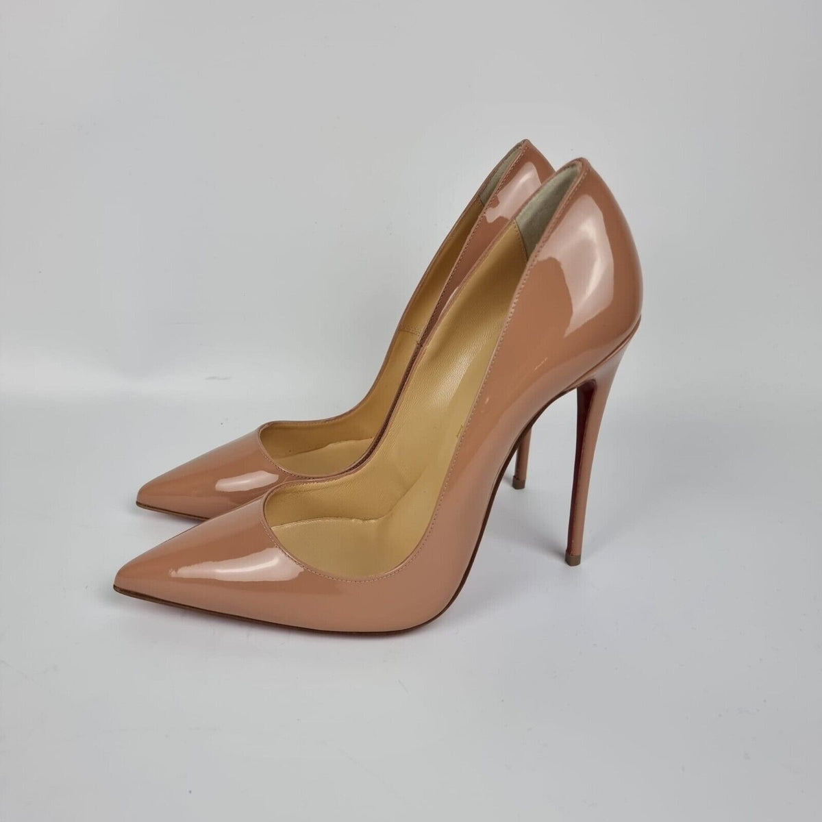 CHRISTIAN LOUBOUTIN So Kate 120MM Beige Patent Leather Pumps New Size 39 US 9