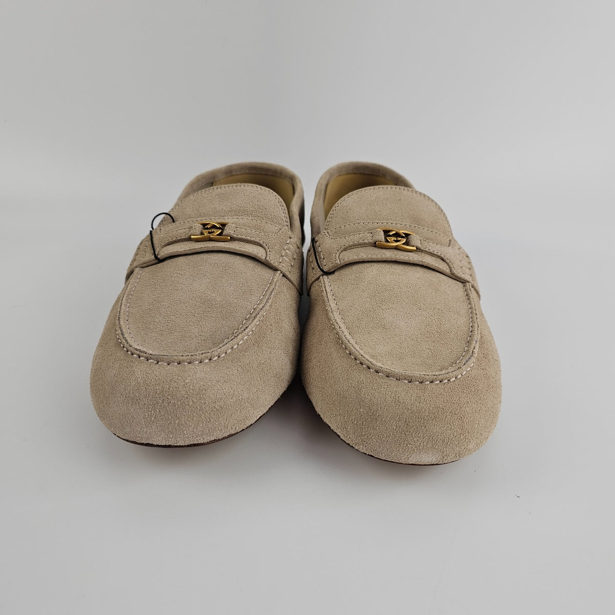 GUCCI San Andres Men's Oatmeal Suede Loafers New & Authentic