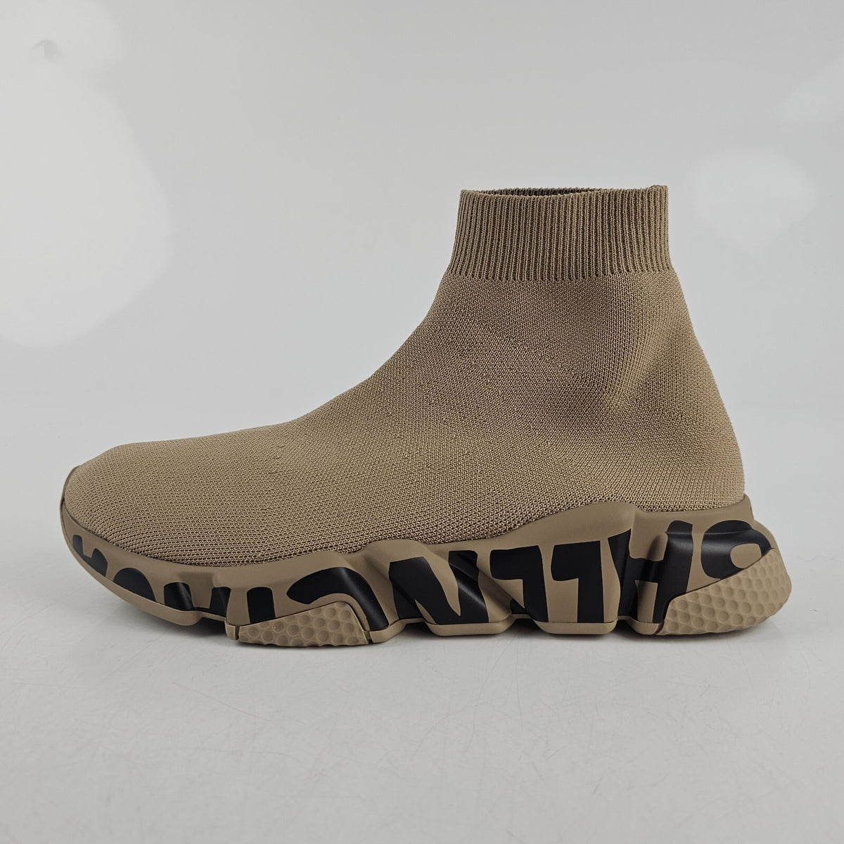 BALENCIAGA Speed LT Men's Graffiti Beige/Black Sneakers New Size 44 US 11