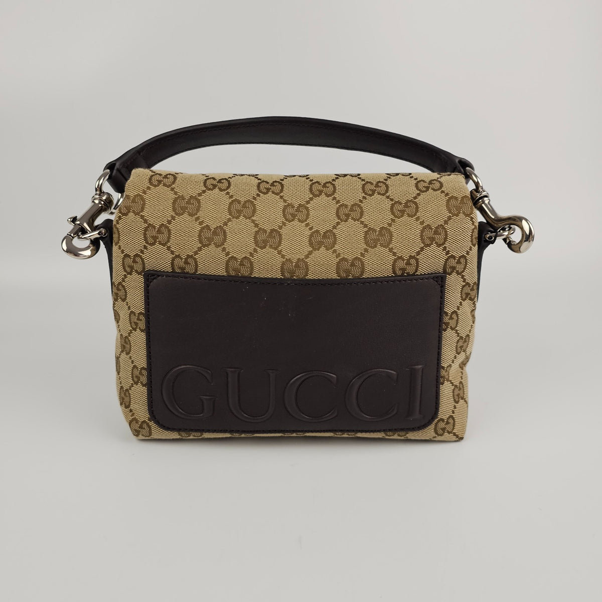 GUCCI $2250 Beige/Dark Brown GG Canvas Small Crossbody Bag New & Authentic