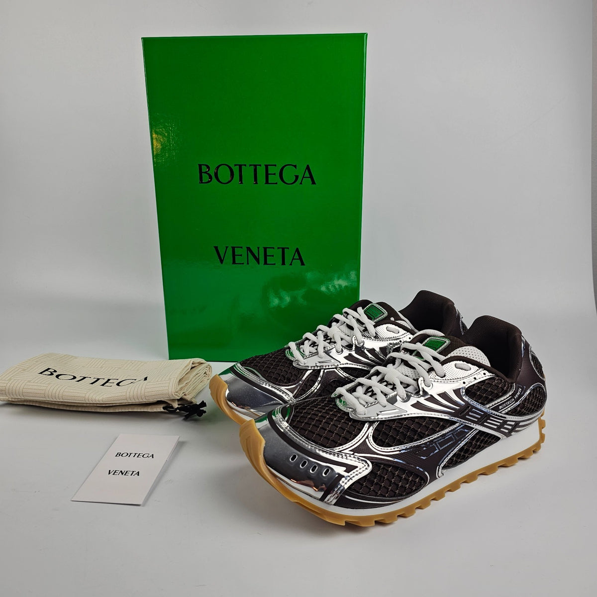 BOTTEGA VENETA Men's Orbit Fondant/Silver Sneakers New & Authentic