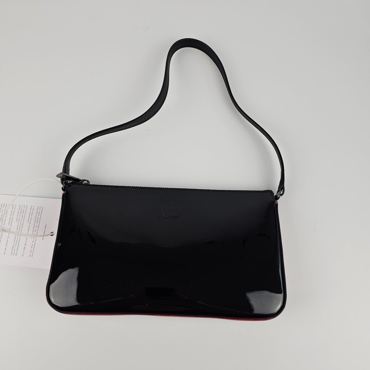 CHRISTIAN LOUBOUTIN Loubila $950 Black Patent Leather Shoulder Bag New&Authentic