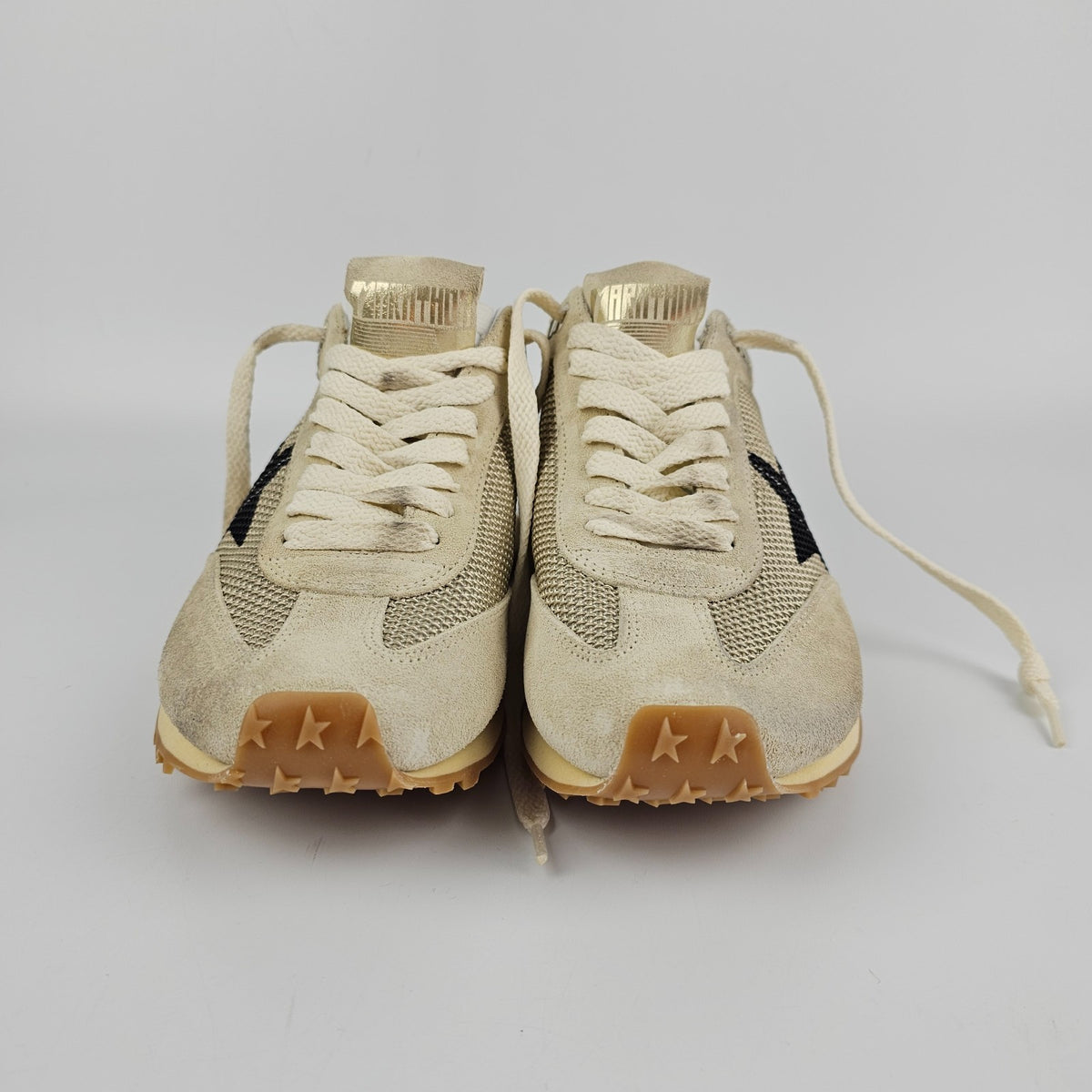 GOLDEN GOOSE Marathon Women's Beige Suede Sneakers New