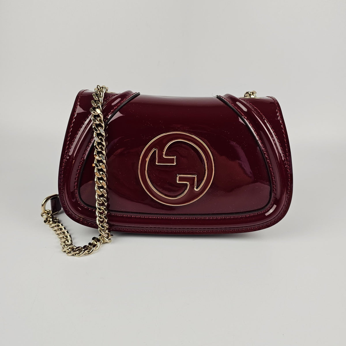 GUCCI Blondie Small $3450 Rosso Ancora Red Patent Leather Shoulder Bag New