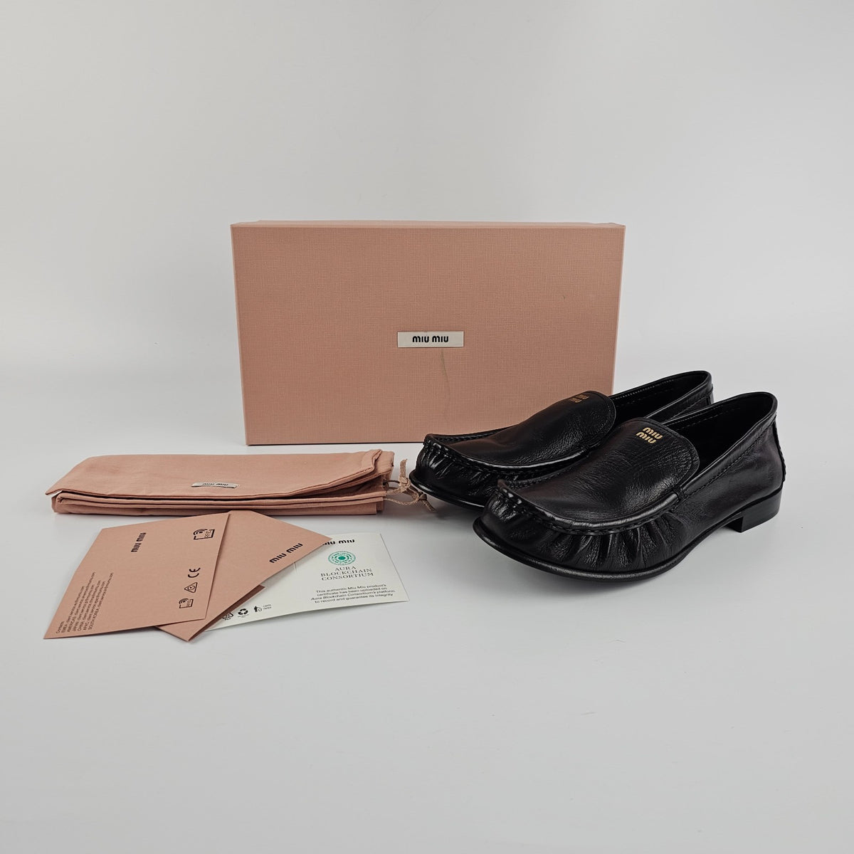 MIU MIU $1120 Black Leather Loafers New & Authentic