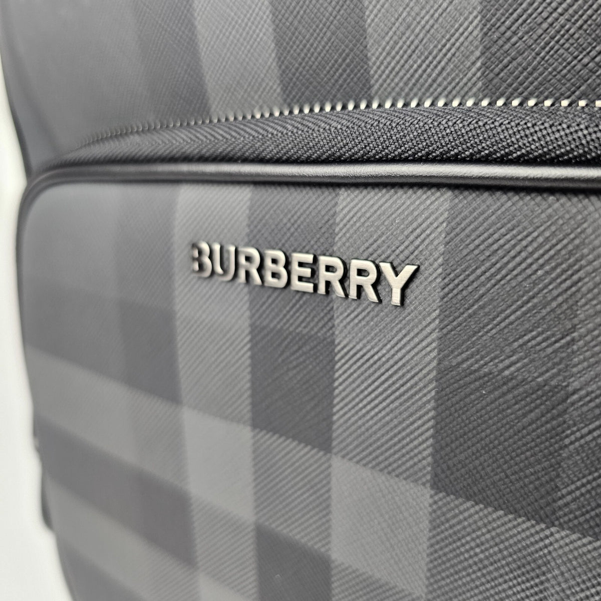 BURBERRY Rocco Charcoal Checkered E-Canvas Backpack New