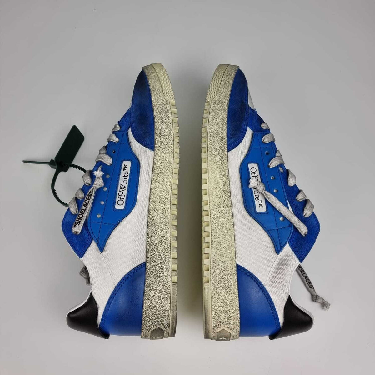 OFF-WHITE 5.0 Men's White And Blue Low Top Sneakers New Size 41 US 8
