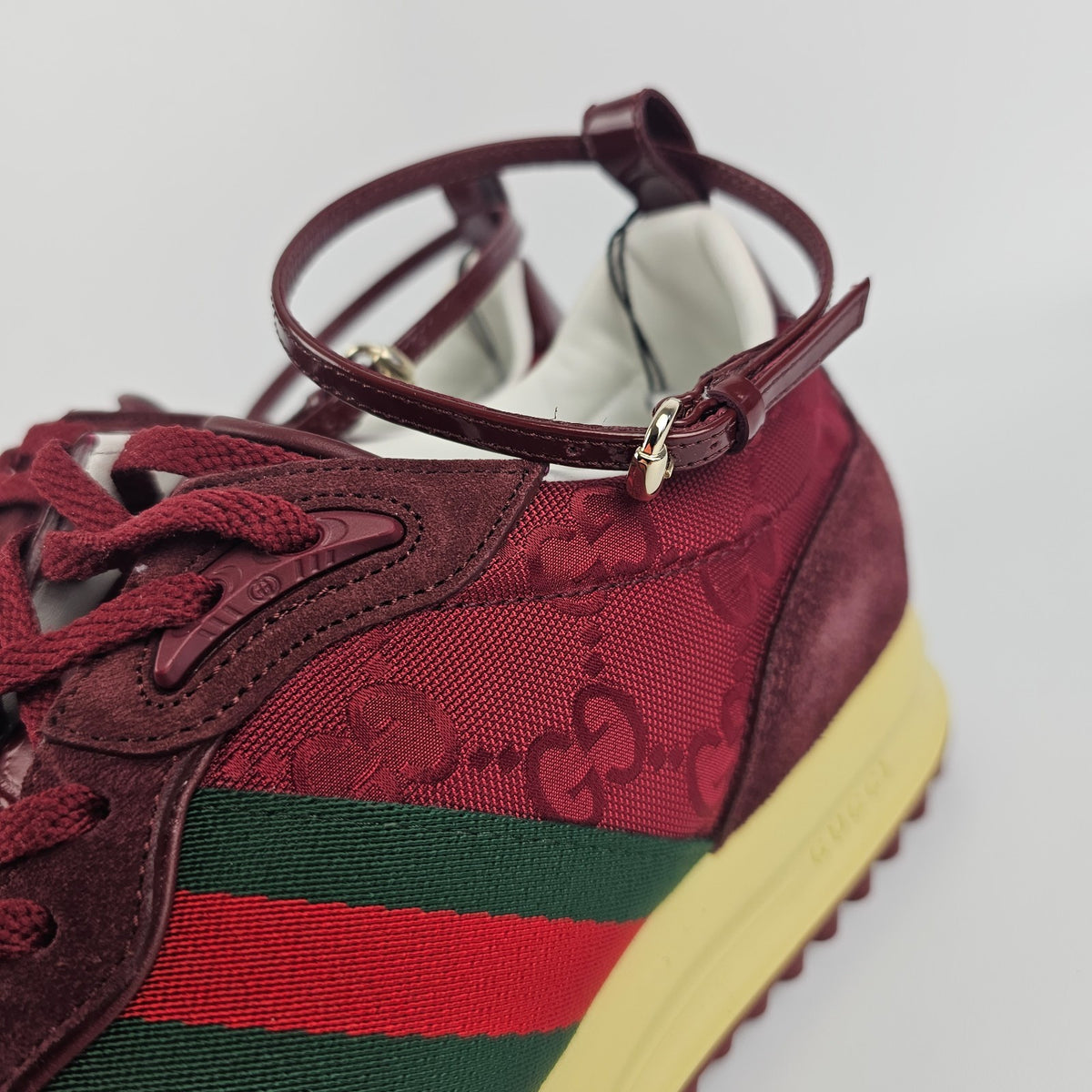 GUCCI Re-Motion Women's Rosso Ancora Red GG Nylon Sneakers New & Authentic