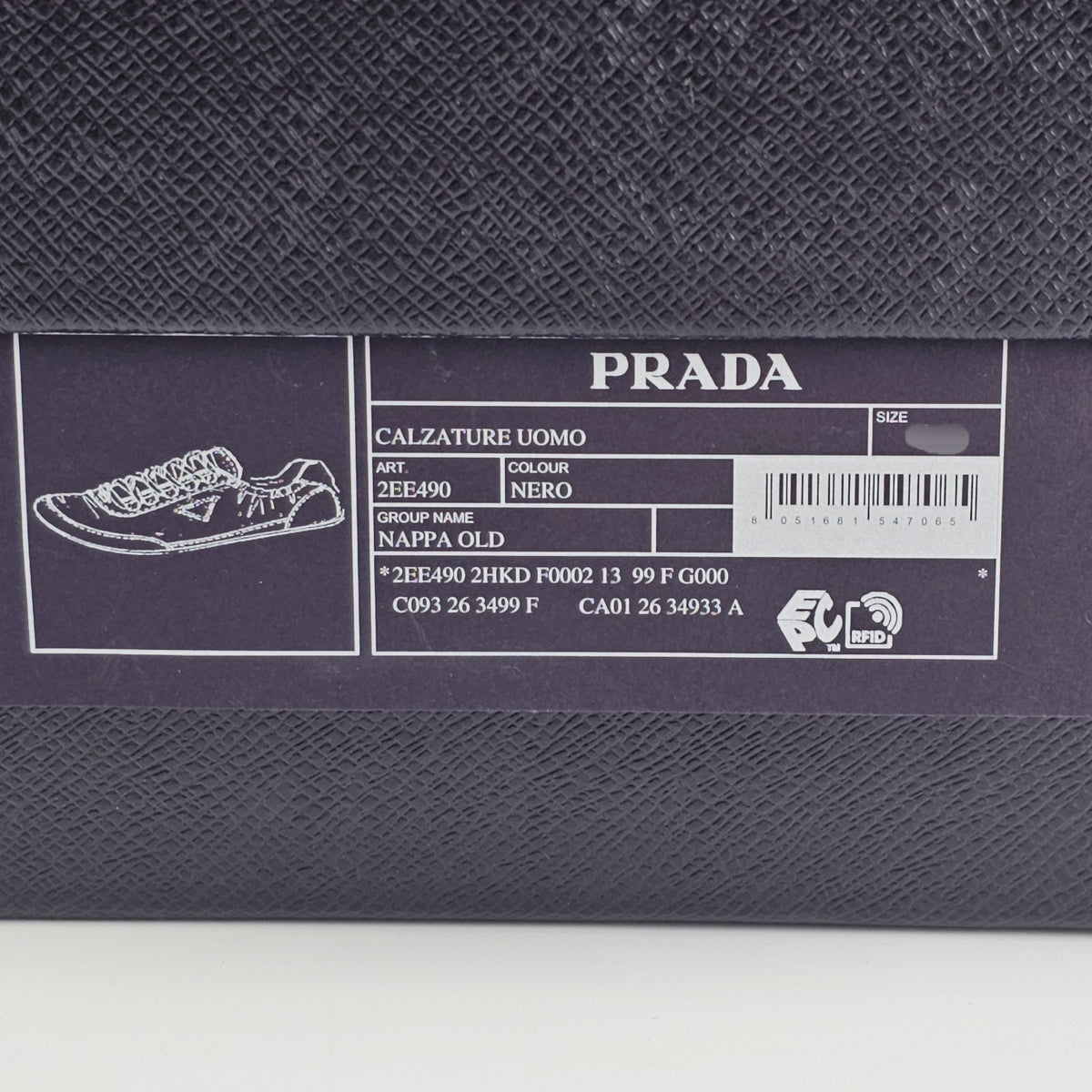 PRADA $1270 Collapse Black Antiqued Nappa Leather Sneakers New & Authentic