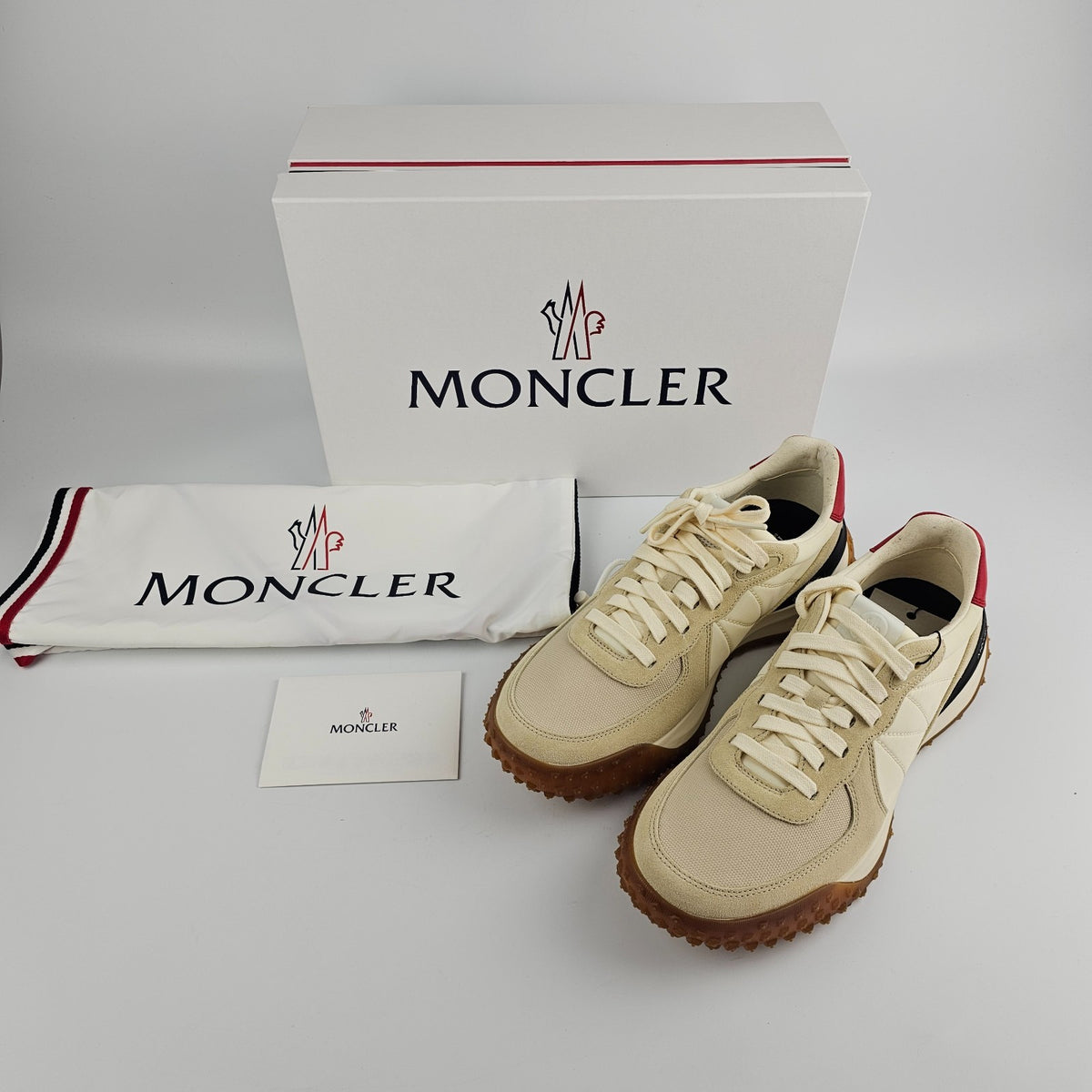 MONCLER $650 City Trek White Ivory Sneakers New & Authentic