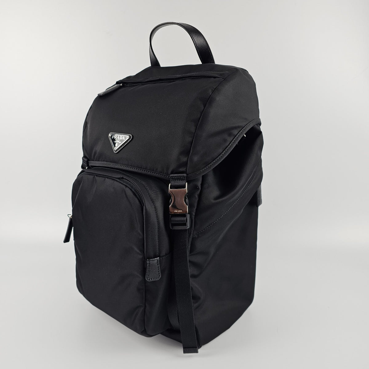 PRADA $2550 Black Re-Nylon And Saffiano Leather Backpack New And Authentic