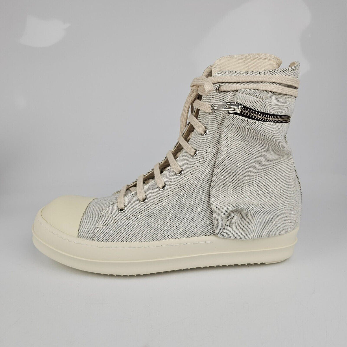 RICK OWENS DRKSHDW Ramones Cargo Melange/Milk High Top Sneakers New Size 42.5