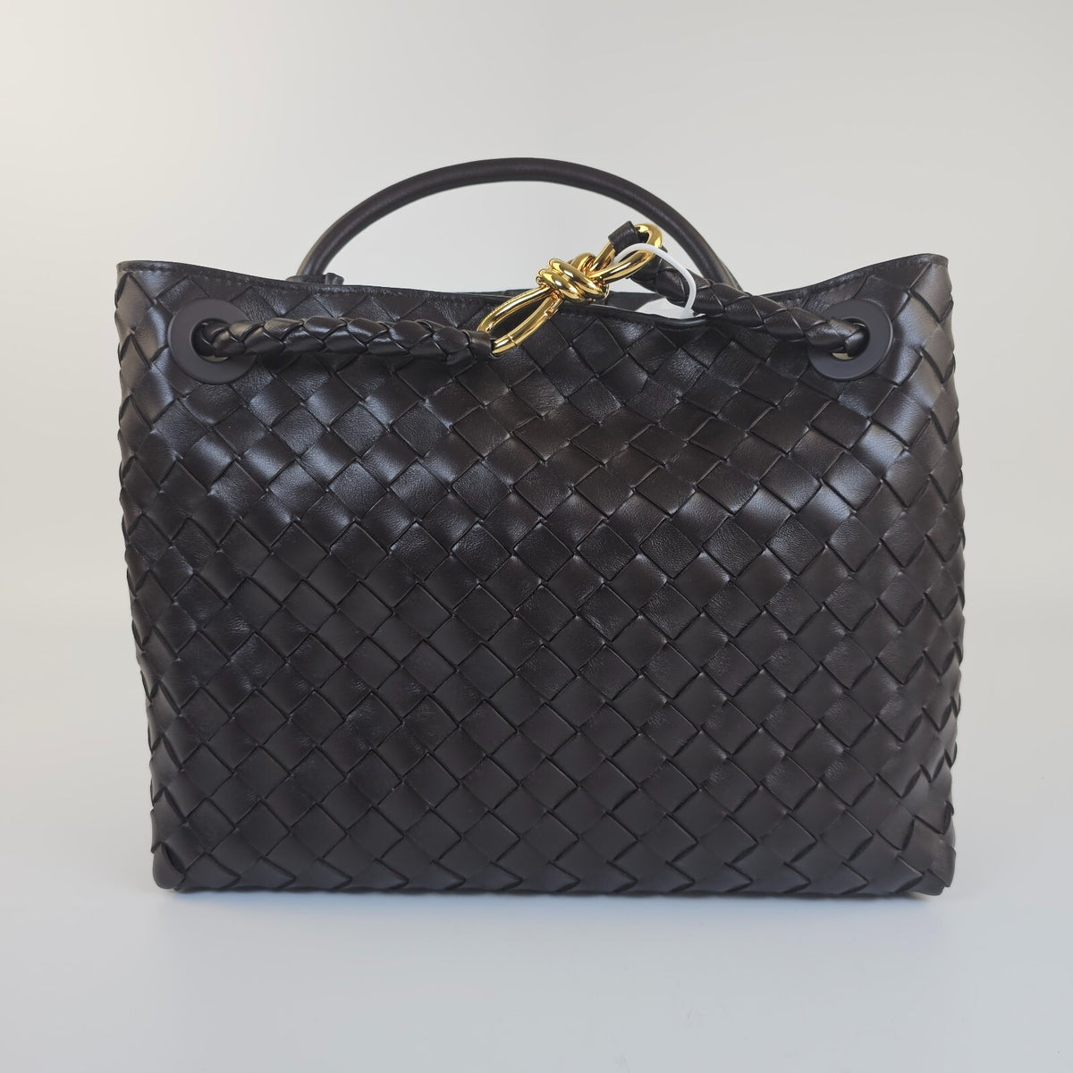 BOTTEGA VENETA Andiamo Medium $5700 Fondant Brown Leather Top Handle Bag New
