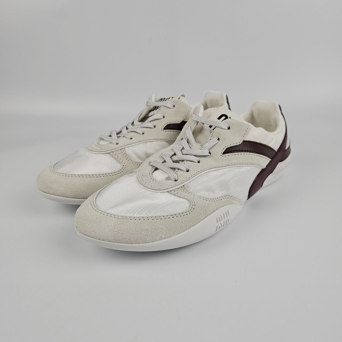 MIU MIU Gymnasium White/Burgundy Sneakers New & Authentic