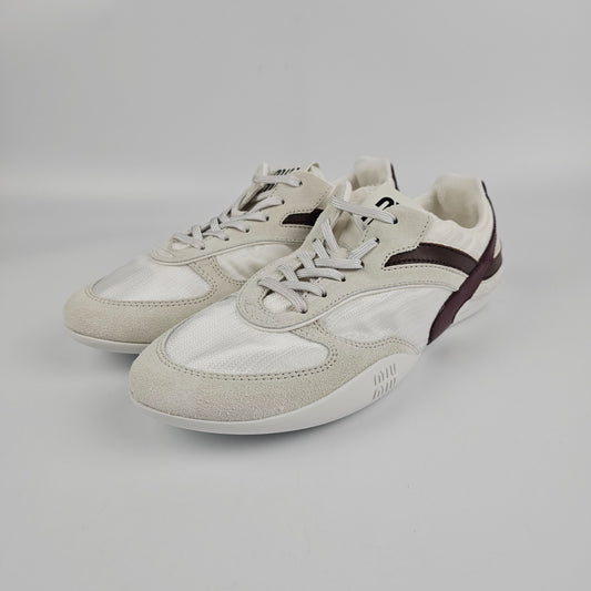 MIU MIU Gymnasium White/Burgundy Sneakers New & Authentic