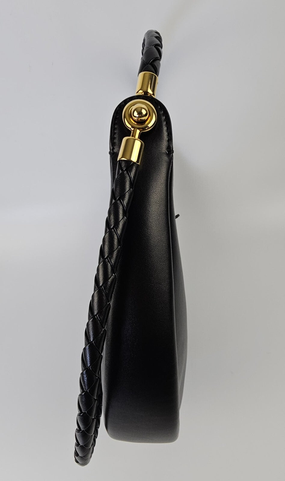 Bottega Veneta Hula Hoop $2950 Black Smooth Leather Shoulder Bag New/Authentic